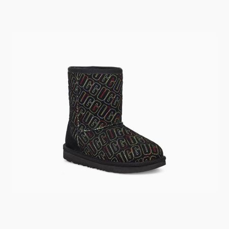 UGG Classic II Graphic Stitch Black Boots for Kids (TECP76094)